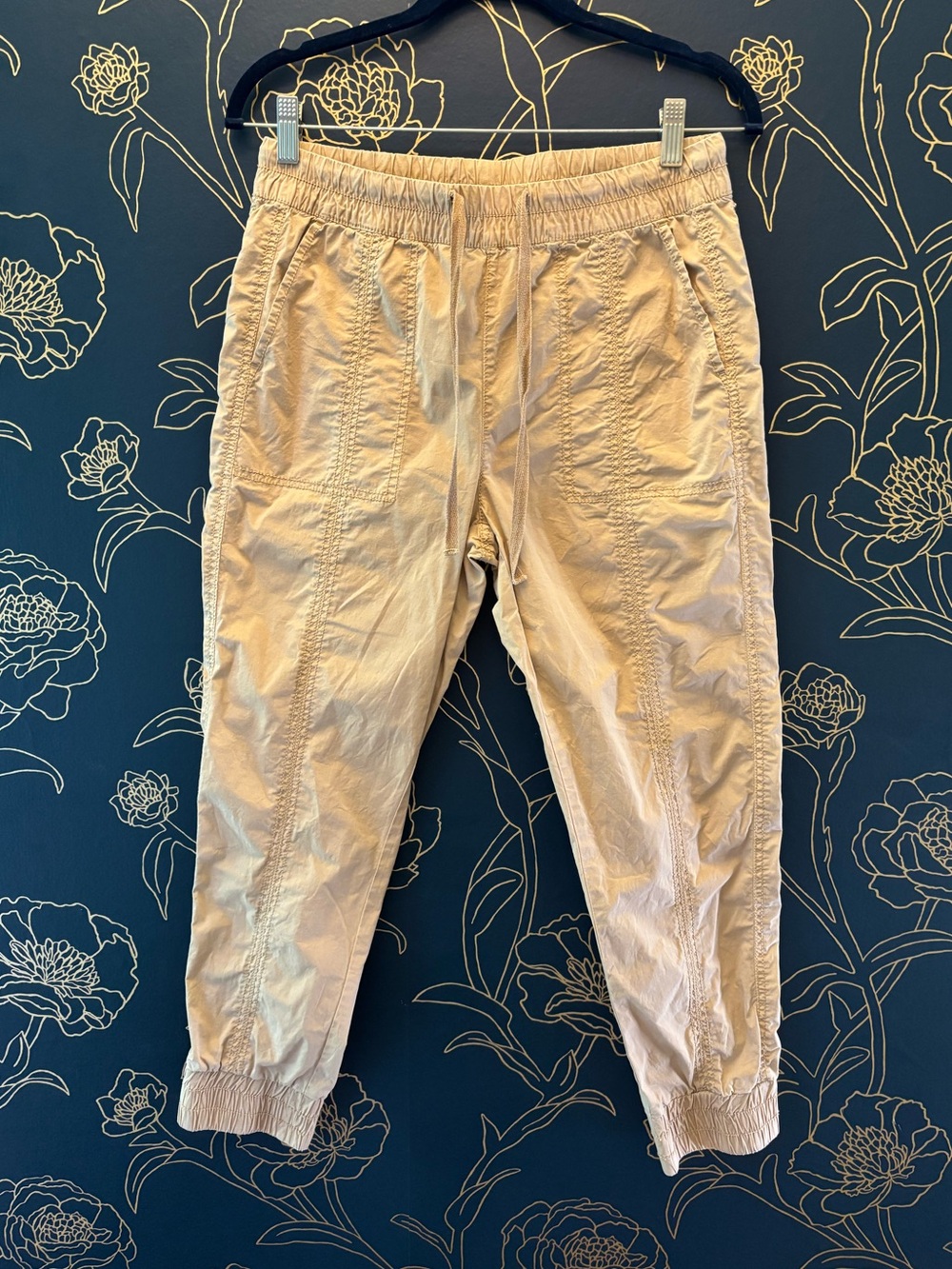 MARRAKECH khaki JOGGERS embroidered details DRAWSTRING size 40 (fits US 8/10)